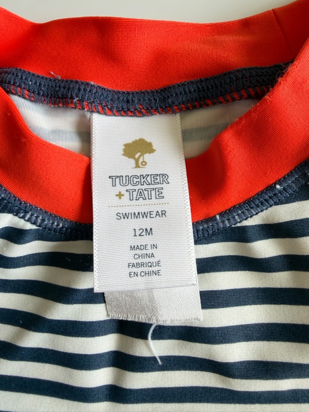 Tucker + Tate Baby Boy Swimsuit Size 12 Months Shirt Shorts Stripes Orange Blue - Picture 4 of 10